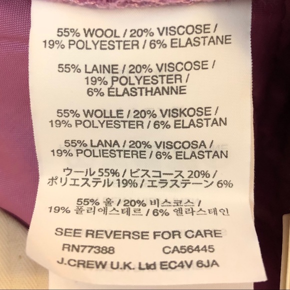 NWT J. Crew wool patio pant lilac purple 00 - Picture 6 of 6